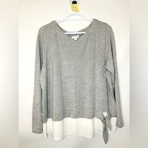 Grey and white J. Jill blouse tunic size Large